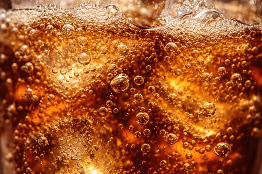 Extreme close up of tiny bubbles bubbling in a refreshing fizzy drink