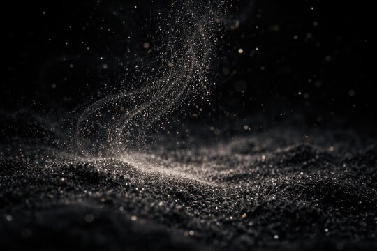 floating dust grains gently swirling over black surface
