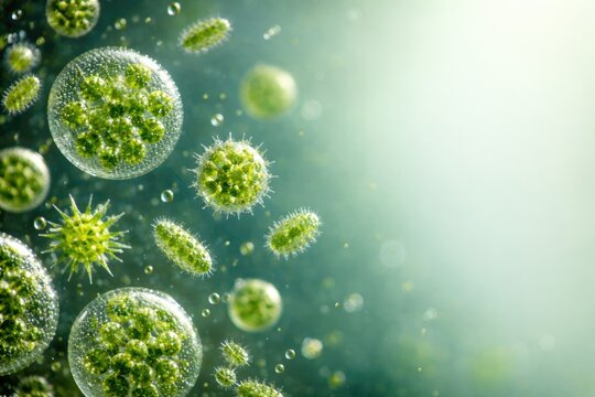 High resolution algae micro organisms with copy space area