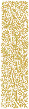 Vintage Botanical Vertical Border in Gold Engraving Style Isolated on Transparent Background PNG
