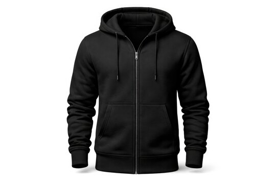 Black men&acirc;&euro;&trade;s hoodie featuring zipper isolated on clean white background for apparel design