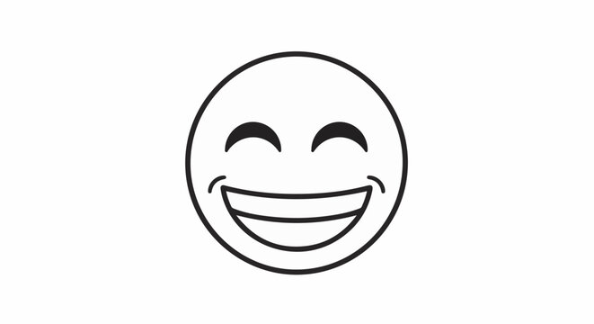 A black and white line drawing of a smiling face