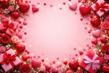 Obraz premium Cheerful Valentine Day scene backdrop with copy space for personalized message