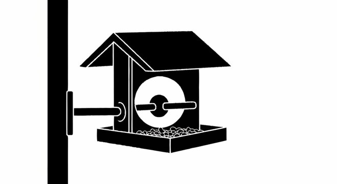 Bird Feeder House Icon Black.