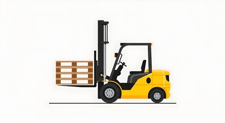 Naklejka premium Yellow Forklift Industrial Vehicle