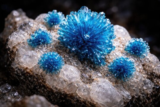 Brilliant cavansite mineral specimen exhibiting exceptional clarity and unique formations