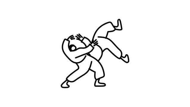 sambo fighters, black isolated vector silhouette