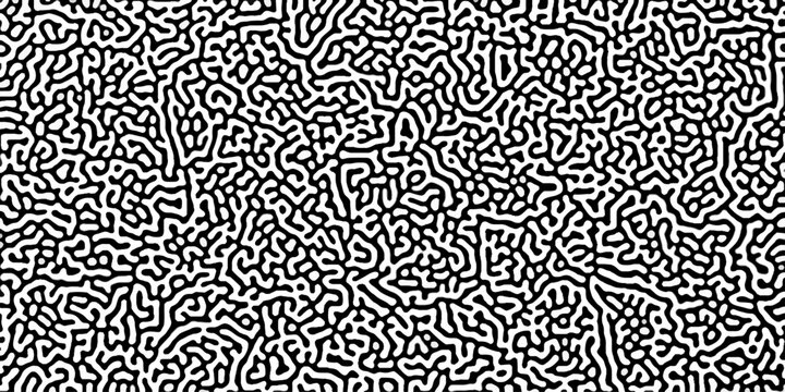 Turing reaction diffusion monochrome seamless pattern with chaotic motion . Natural seamless line pattern. Reaction-diffusion or truing pattern formation. abstract truing organic