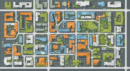 Fototapeta premium Aerial view of urban planning design for a city block.