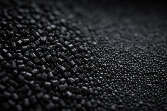Extreme close up of granulated surface in black polyamide 66 offering copy space