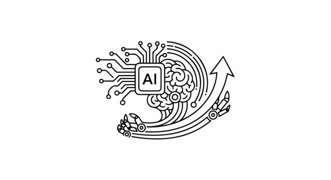 AI chip powers brain, robotic hands guide upward growth trajectory