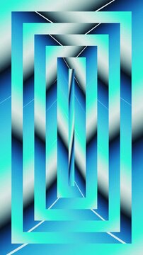 Abstract geometric metallic cyan blue nested rectangles 3D illusion gradient background modern corporate loop motion portrait 9x16