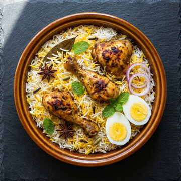 Chicken Biryani with Basmati Rice Egg and Spices