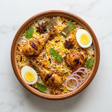 Chicken Biryani with Basmati Rice Egg and Spices