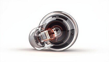 Naklejka premium futuristic speaker integrated into light bulb.