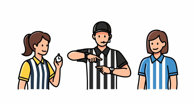 Illustration of a Referee Signaling a Timeout During a Game.