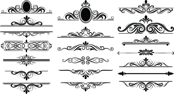 Elegant vintage decorative border designs isolated on white background, Vector