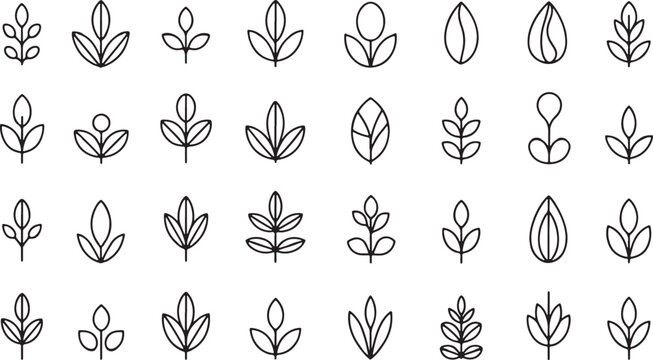 Minimalist Military Sniper Rifle Icon and Geometric Leaf Nature Pattern - Tactical Vector Bundle