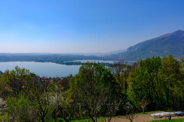 Obraz premium Springtime landscape along the road to Camporeso from Galbiate, Lecco province, Italy