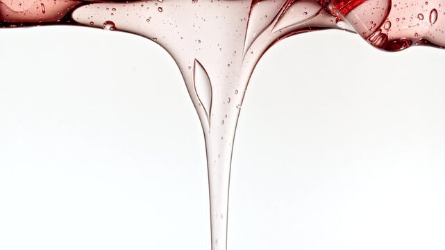 Transparent Gel, Serum, Oi Cosmetic With Molecule Bubbles As It Slowly Slides Down. - Macro Shot. Abstract Background for Cosmetics Commercial Product. High quality 4k footage