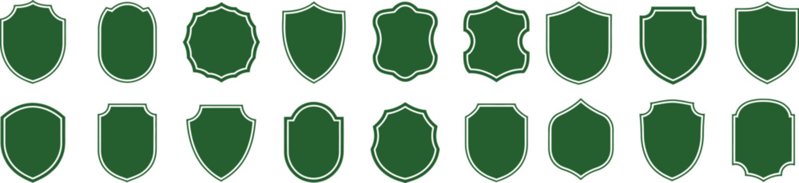 Shield badge shapes set protection security emblem heraldic blank template symbol vector design