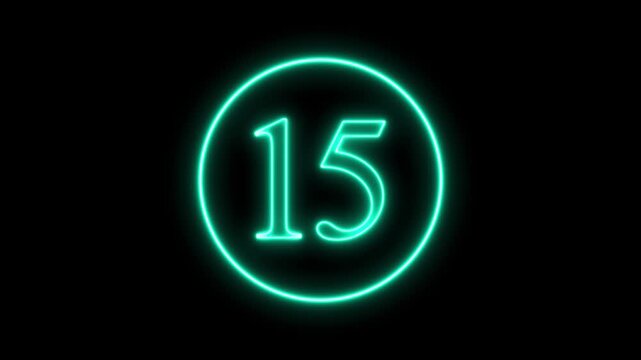 20 second Countdown neon Futuristic neon countdown timer from 20 to 0 seconds, counting down seconds neon number with black background