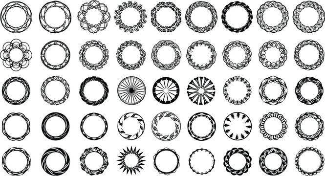 Vintage decorative geometric border patterns collection isolated on white background, Vector