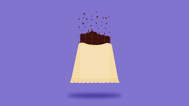 vector animation of chocolate bite. chocolate footage for food and beverage product promotion