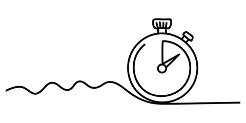 Continuous line drawing of a simple stopwatch timer icon © Bilas