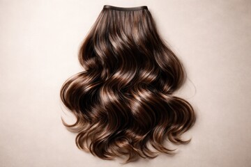 Fototapeta premium Glossy wavy hair extension made of synthetic fibers on a muted backdrop suitable for hair care visuals