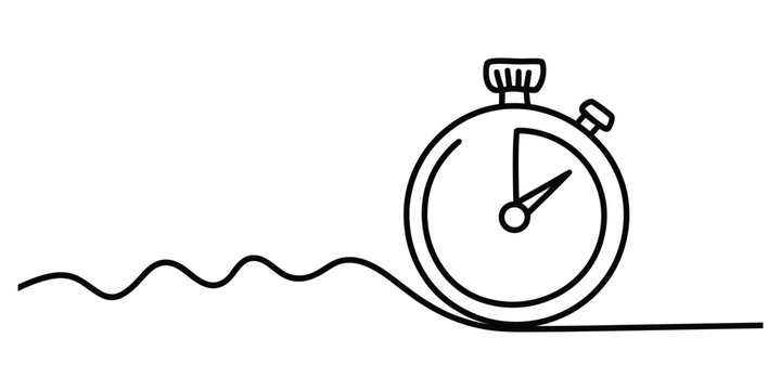 Continuous line drawing of a simple stopwatch timer icon