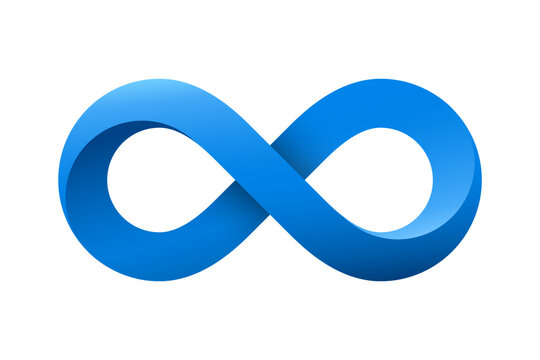 Blue 3D infinity symbol mobius strip isolated. Vector