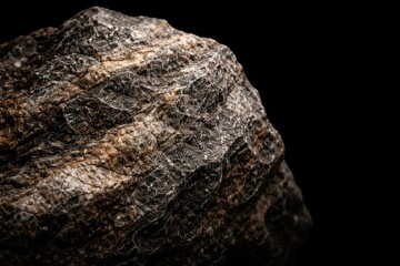 Fototapeta premium Fine textures of a natural rock contrasted with a pure black background