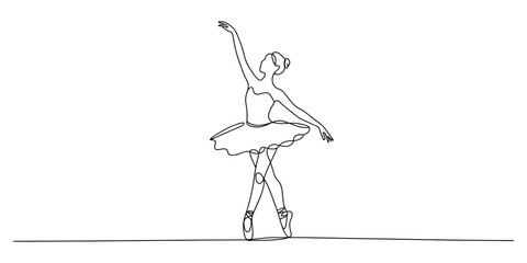 Continuous single line drawing of a graceful ballerina dancing © JCS Graphic Design 