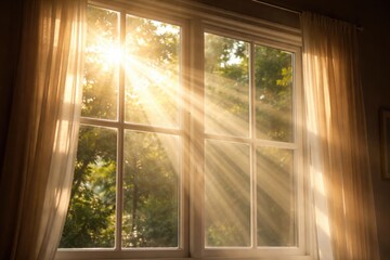 Fototapeta premium Natural sunlight shining through a clean window surface