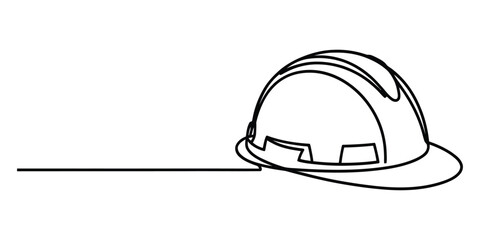 Fototapeta premium Continuous one line drawing of a construction safety hard hat