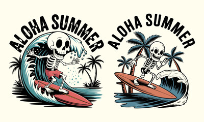 Obraz premium Skeleton Summer Illustration