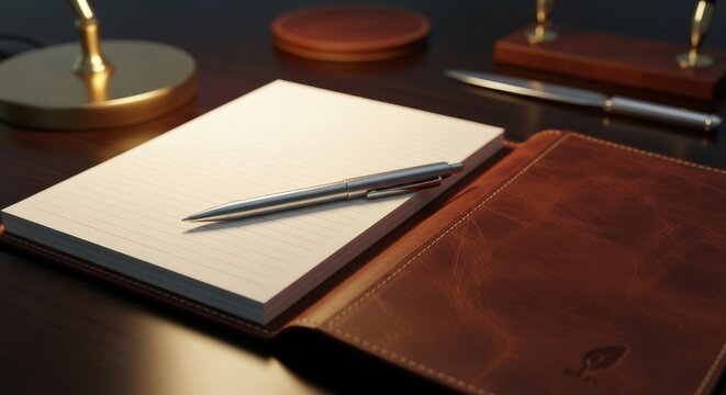 Leather Bound Notepad With Pen For Business Writing