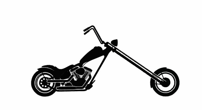 Black chopper motorcycle on white.
