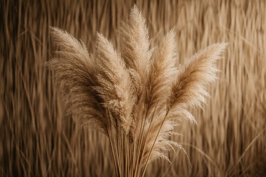 Earth tone pampas grass with dry reed natural backdrop