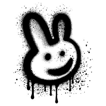 Rabbit graffiti with black spray paint