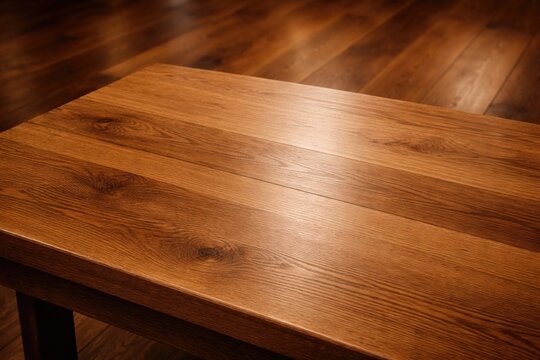 Close focus on a smooth wood table top with elegant plank floor textures