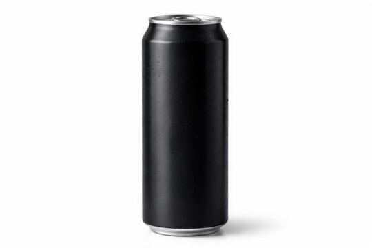 black aluminum can 500ml size displayed on bright white backdrop