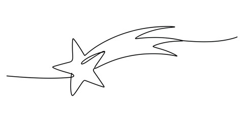 Continuous single line drawing of a shooting star in motion © Bilas