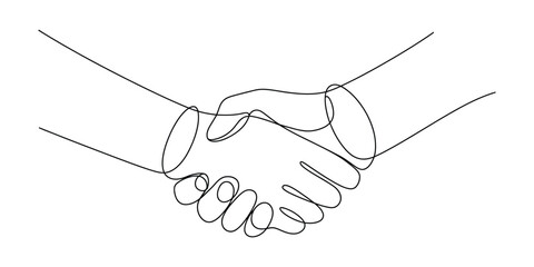 Continuous line drawing of a business handshake between two people © Bilas