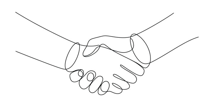 Continuous line drawing of a business handshake between two people