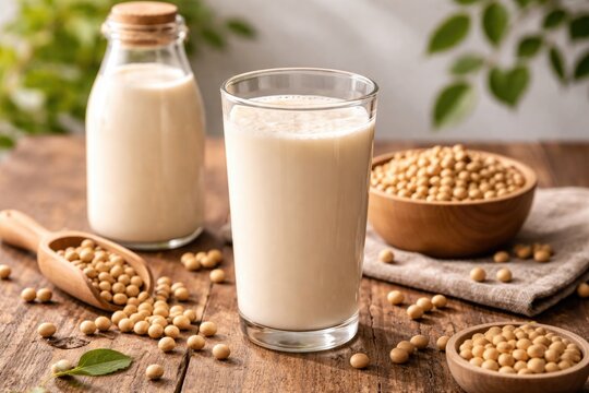 Healthy soy milk drink derived from soybeans for lactose intolerant consumers