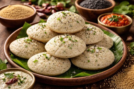 Healthy foxtail millet and urad dal steamed idli for balanced diet