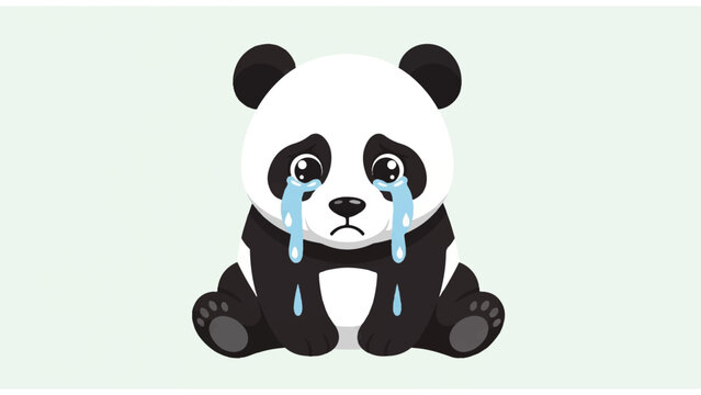 Sad Crying Panda Bear Face Closeup.