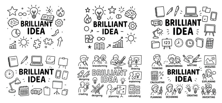 Creative brainstorming icons and elements collection
